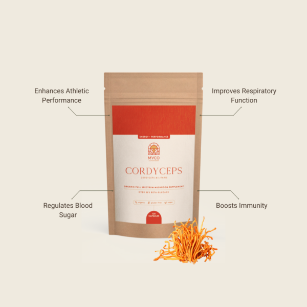 Kraft pack Cordyceps Militaris with benefits listed