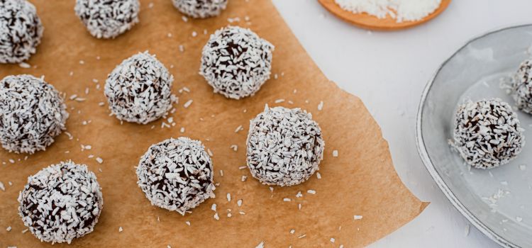 Lions Mane Bliss Balls on baking paper